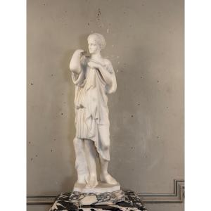 Diane Of Gabies, In Statuary Carrara Marble Modeled After The Ancient Original, Signed Pugi