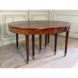 Table Louis XVI en acajou de Cuba, 9 pieds, environ 8m déployée, fin du XVIIIème siècle