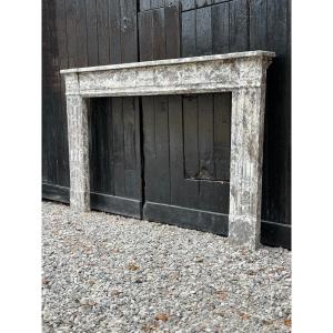 Louis XVI Fireplace Made Of Gray Ardennes Marble, Late 18th Century