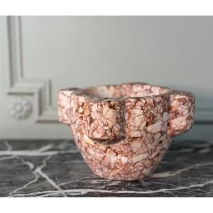 Marble Mortar, Ochre And Orange Breccia , 19th Century