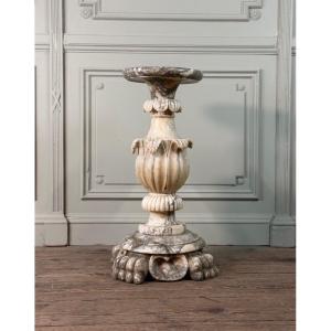 Socle en albâtre sculpté, Italie vers 1880