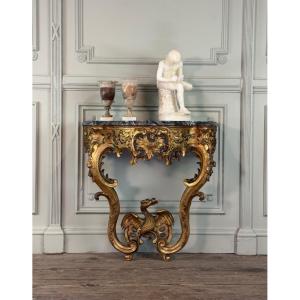 Regency Console Table With A Dragon Motif, Carved And Gilded Wood, Paris, Circa 1720