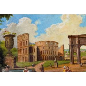“the Forum,” A Naïve And Romantic Vision Of Roman Ruins, Italy, 19th Century