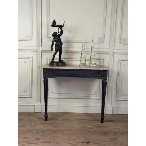 Console Louis XVI en chêne patiné noir, fin XVIIIème siècle