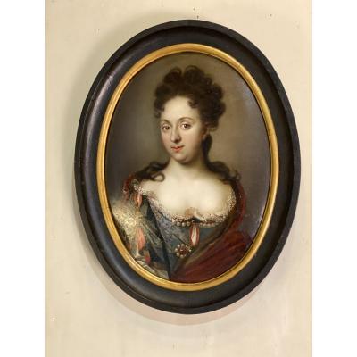 Oil On Copper, Portrait Of A Lady, Late XVIIth Century