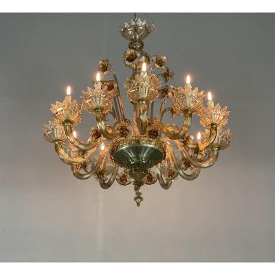 Venetian Murano Glass Chandelier Mordoré 12 Arms Of Light