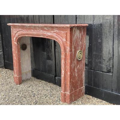 Louis XIV Style Red Marble Fireplace