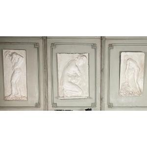 Suite Of 3 Original Academy Plasters After The Antique Circa 1900