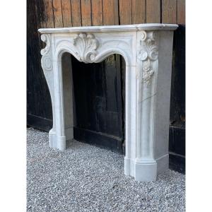 Louis XV Style Fireplace In Carrara Marble