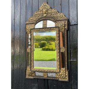 Mirror In Brass And Blackened Wood Louis XVI Style Circa 1880