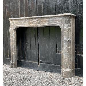 Louis XV Fireplace In Gray Ardennes Marble Late Eighteenth Century