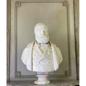 Carrara Marble Bust Signed And Dated Argenti Giosue 1886