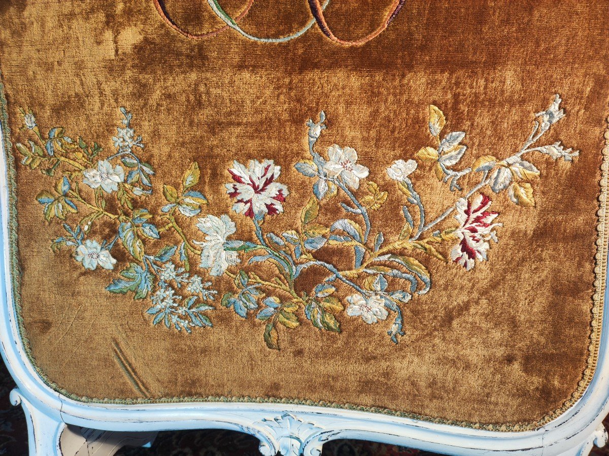 Fireplace Screen In Tapestry And Rechampie Wood 19th Century-photo-1