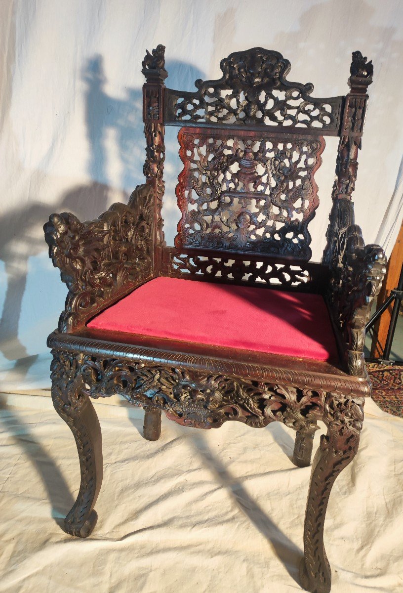 Chinese Armchair With Decors Of European Influence 19 Centuries-photo-2