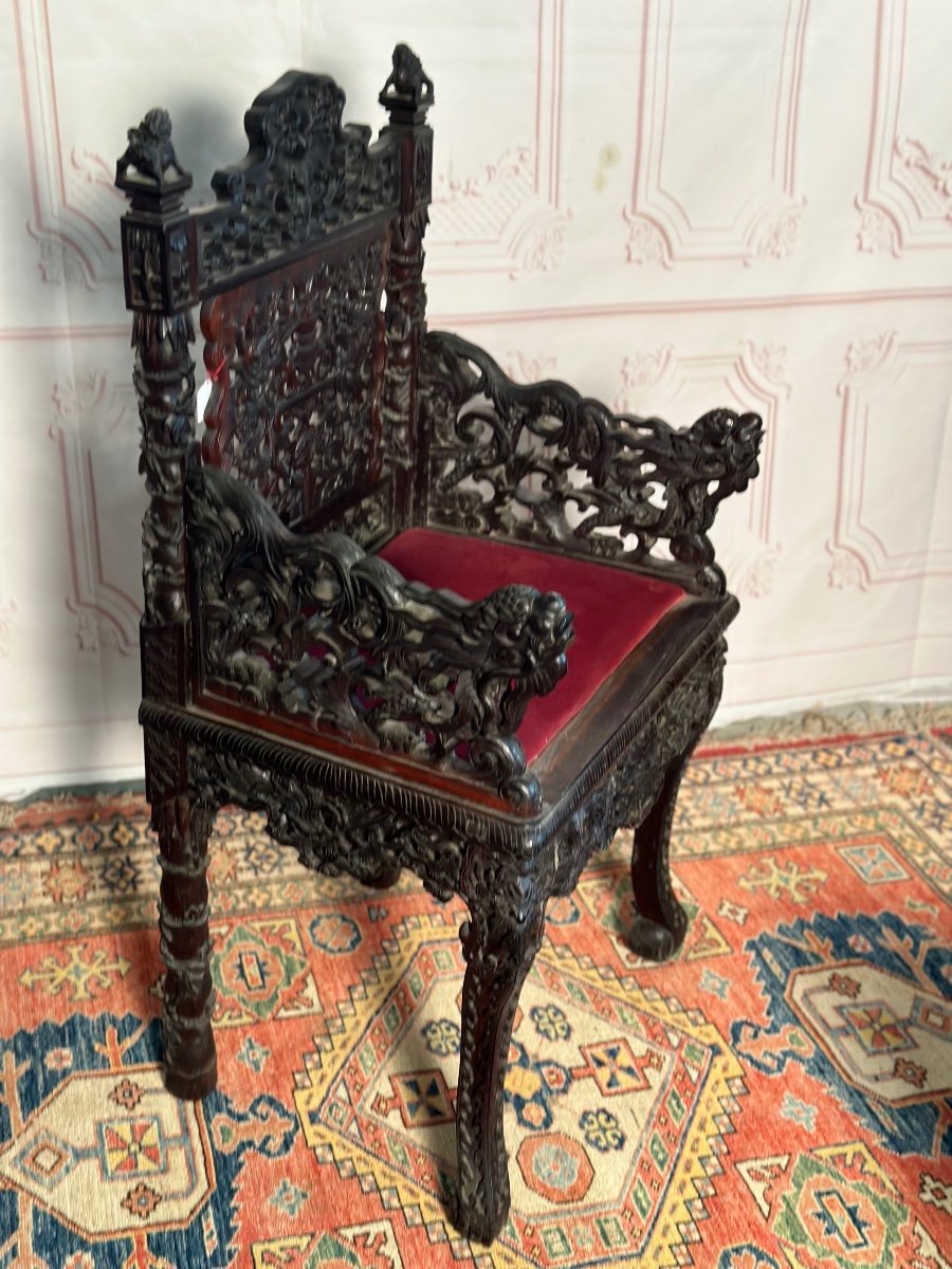 fauteuil et chaise en bois de feuillus 19 Siècles -photo-2