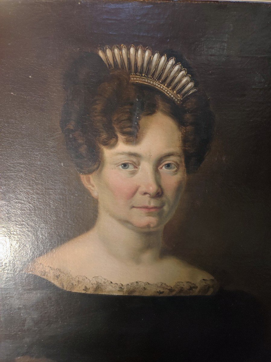 Portrait D’une Dame De Qualité 19é  siècle -photo-2