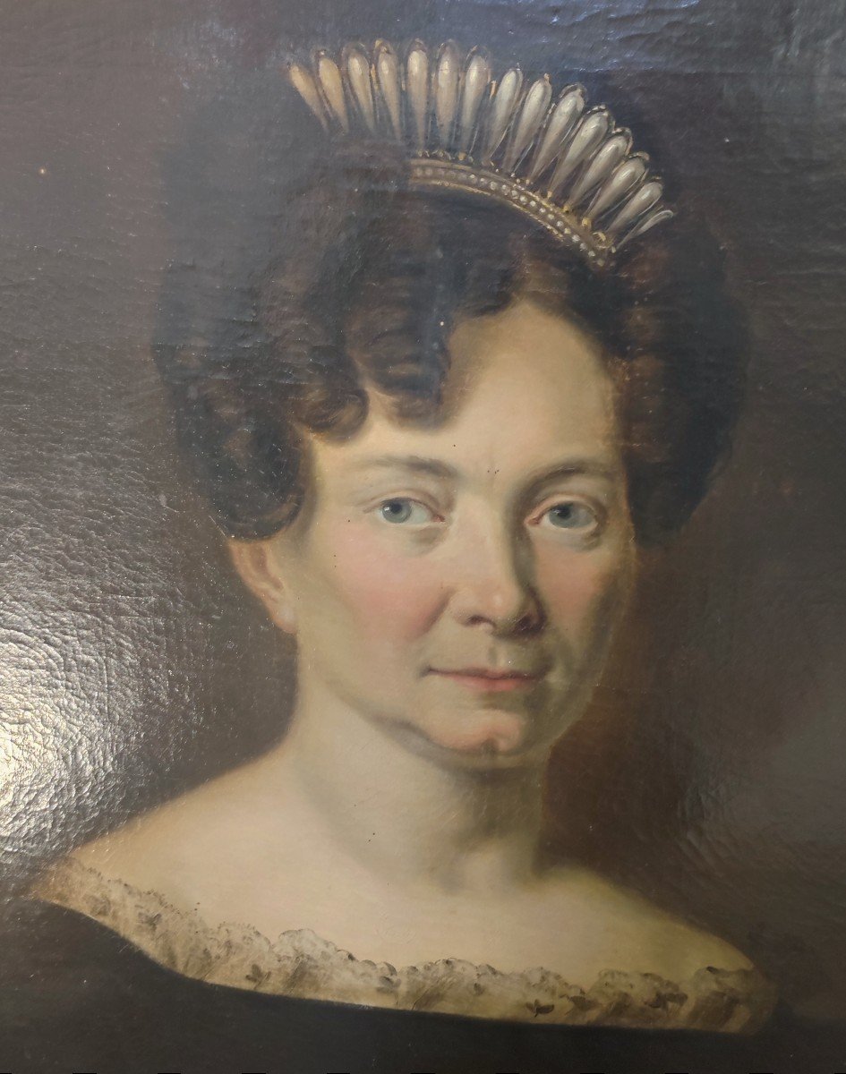 Portrait D’une Dame De Qualité 19é  siècle -photo-2