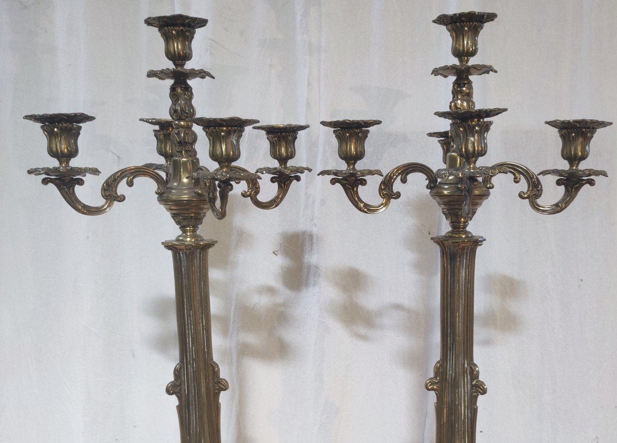 Paire De Candélabres En Bronze Doré, époque   Début XIXe-photo-5