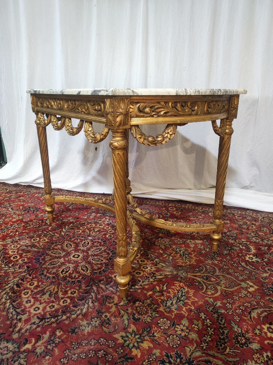 Table De Milieu En Bois Sculpte Et Dore De Style Louis XVI-photo-2