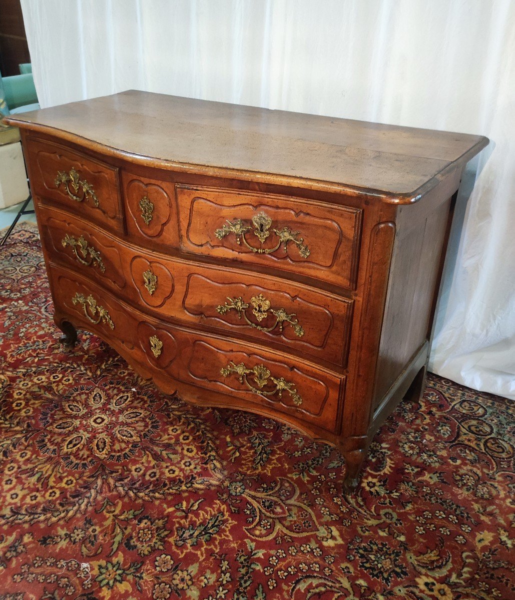 Commode Louis XV Galbée En Noyer  Du 18 Eme Siècle-photo-3