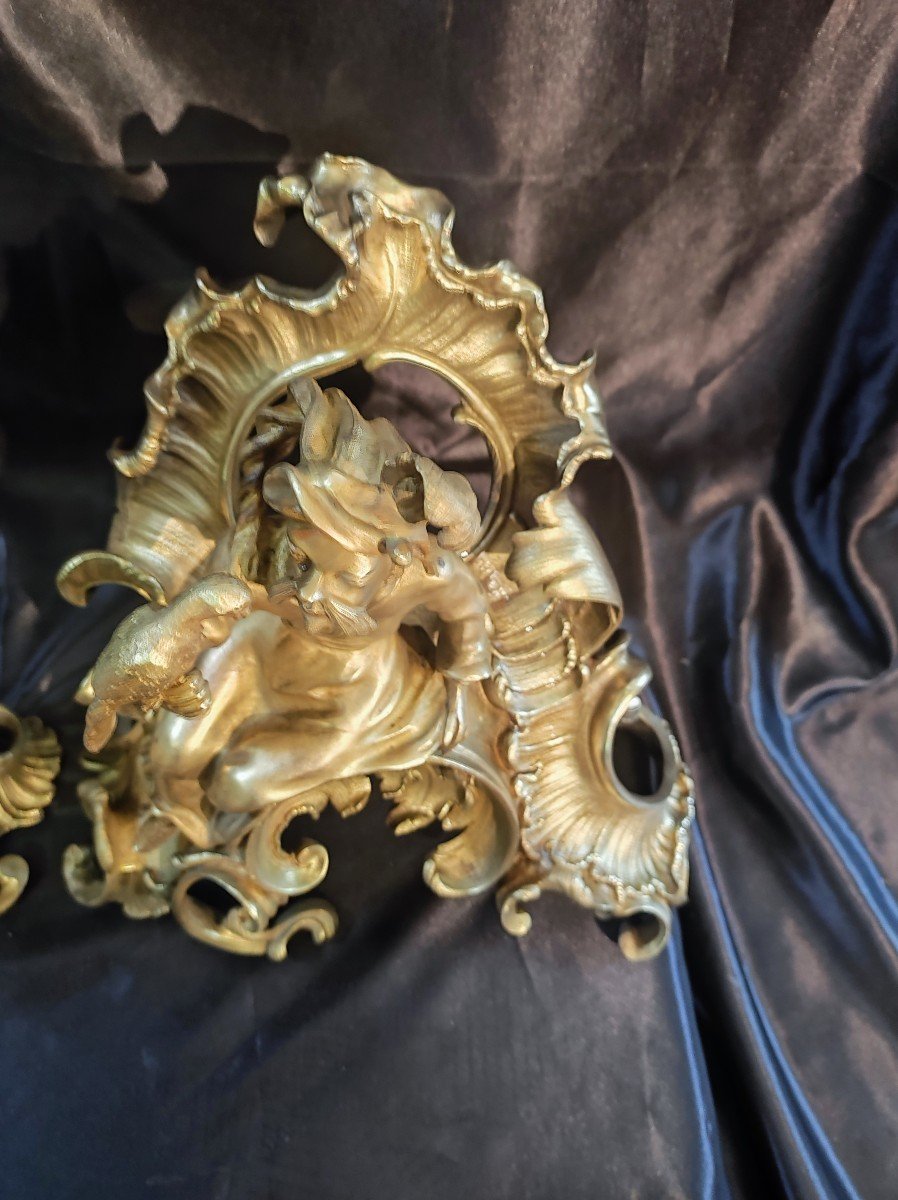 Louis XV Chinese Andirons In Gilt Bronze-photo-7