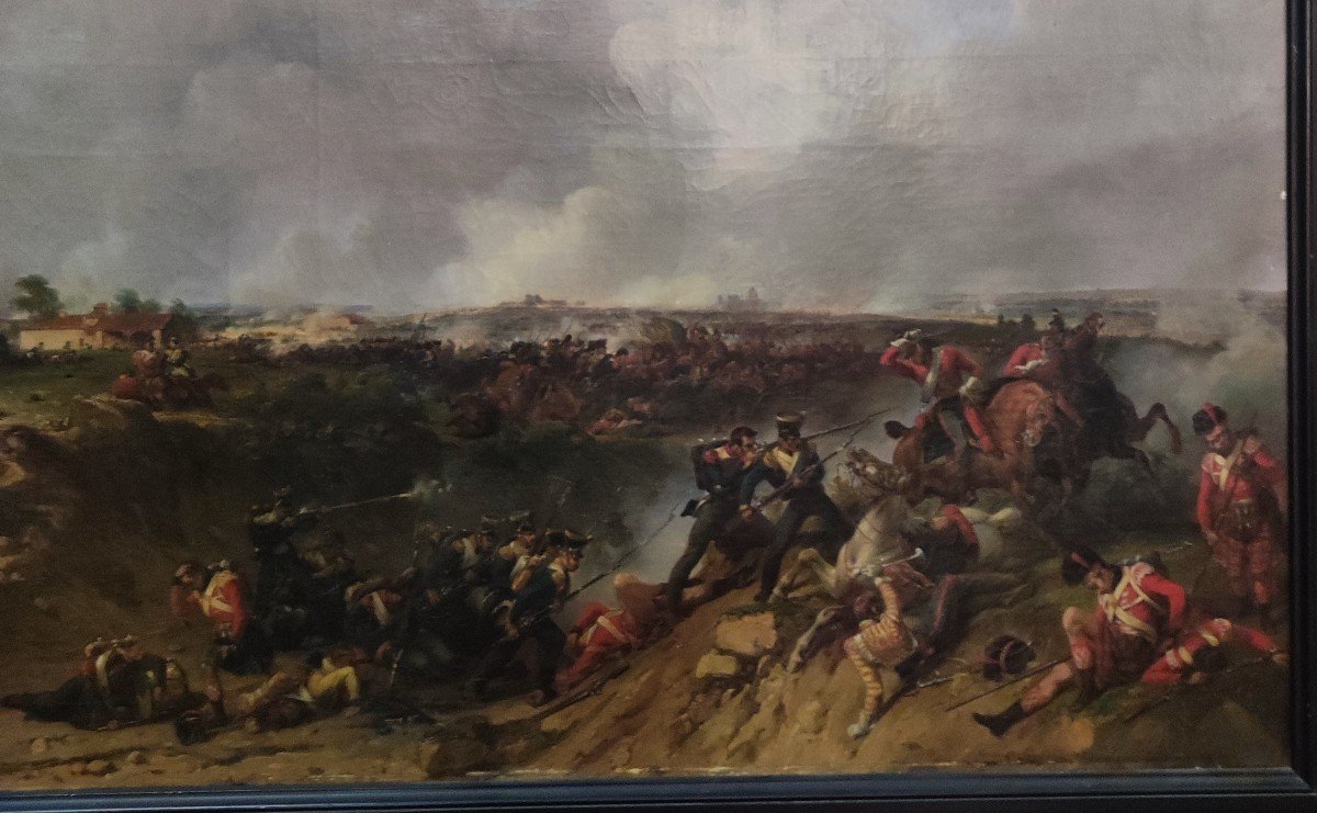 très grand Tableau  de la  Bataille De  Waterloo  "Jean-Charles LANGLOIS"-photo-3