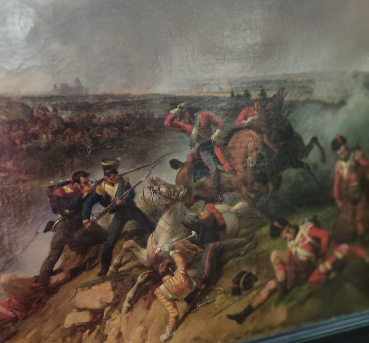 très grand Tableau  de la  Bataille De  Waterloo  "Jean-Charles LANGLOIS"-photo-4