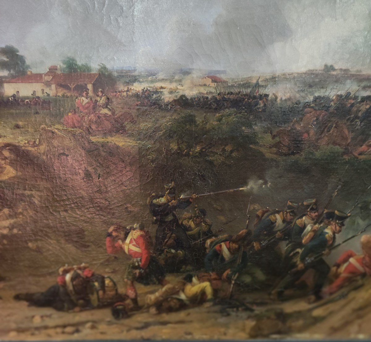 très grand Tableau  de la  Bataille De  Waterloo  "Jean-Charles LANGLOIS"-photo-2