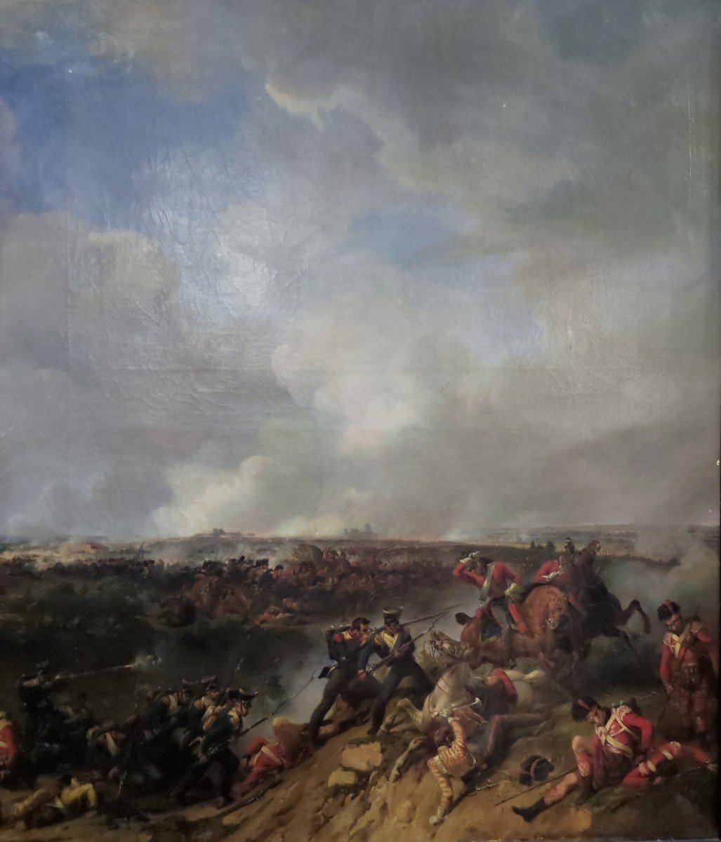 très grand Tableau  de la  Bataille De  Waterloo  "Jean-Charles LANGLOIS"-photo-3
