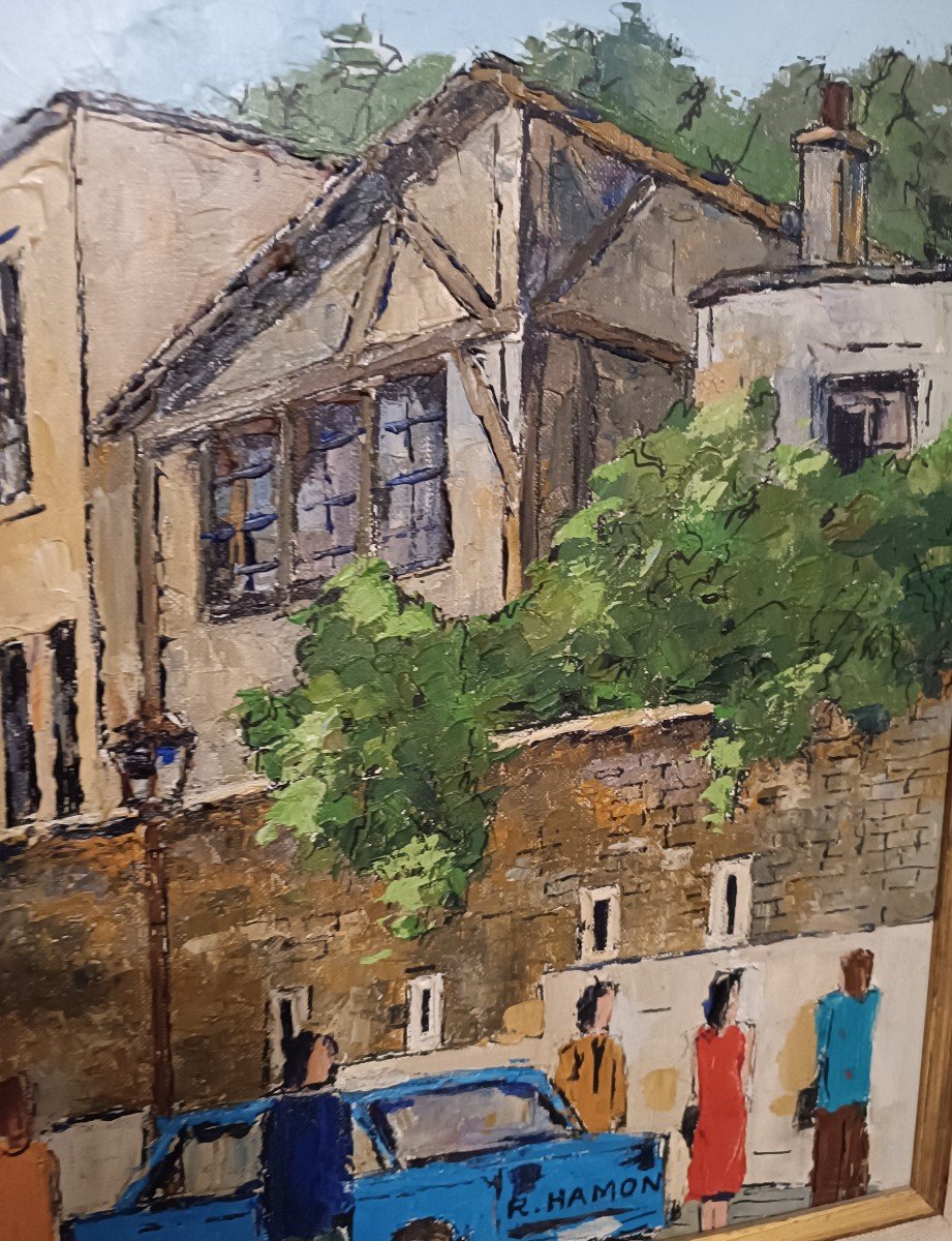 Roland Hamon (1909- 1987) Paris Animation View Of Montmartre And Moulin De La Galette-photo-3