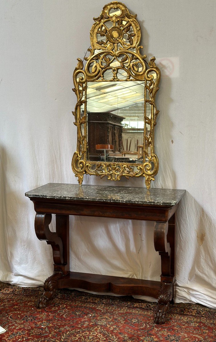 Console D’époque Restauration En Acajou.