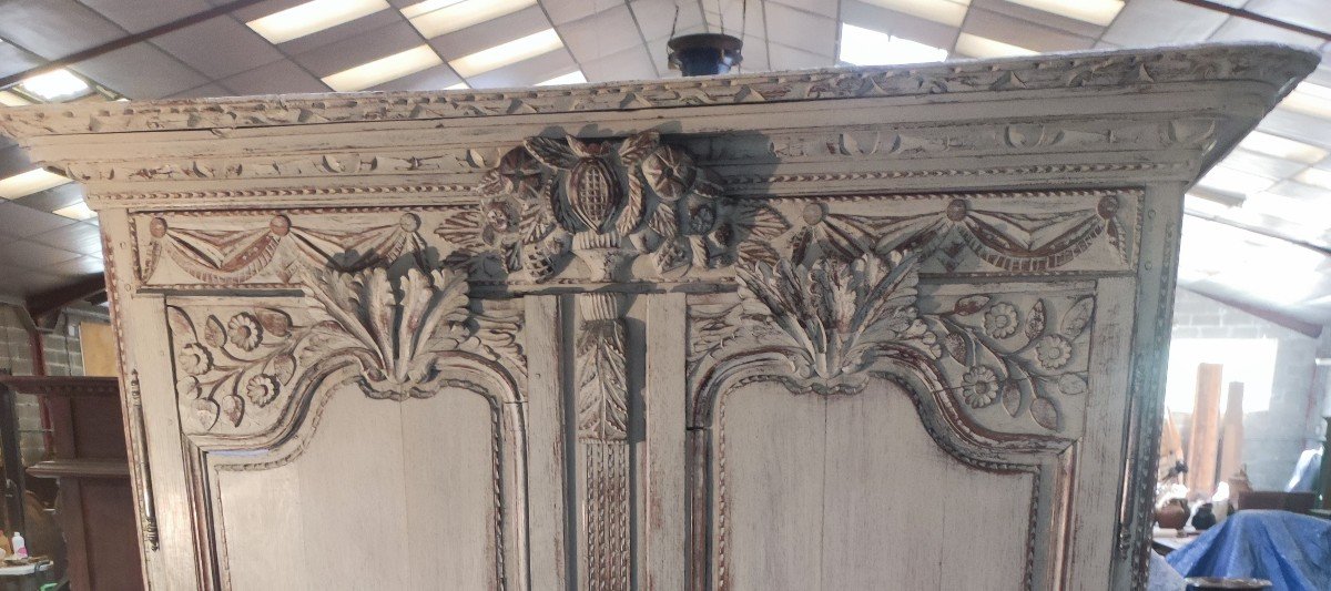 Armoire De Mariage Rechampie  XVIIIe Siècle-photo-3