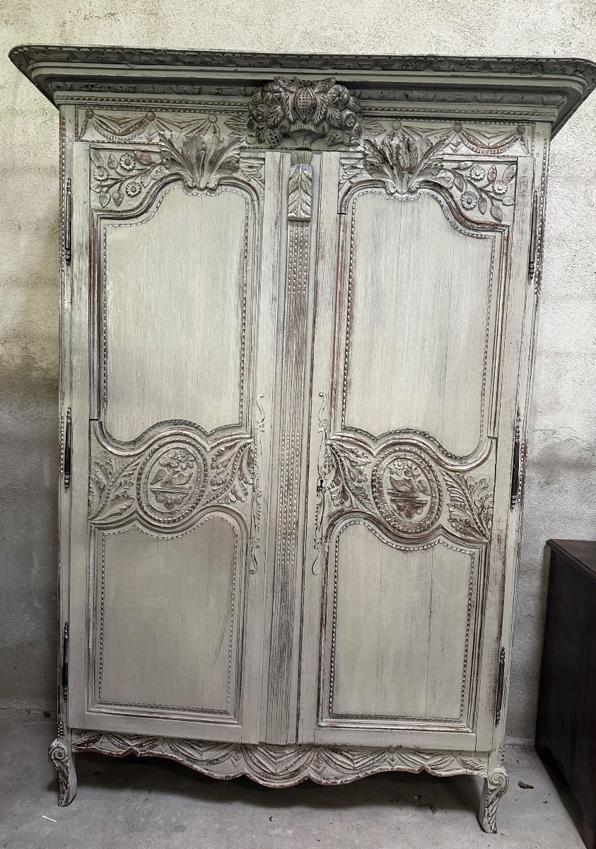 Armoire De Mariage Rechampie  XVIIIe Siècle-photo-5