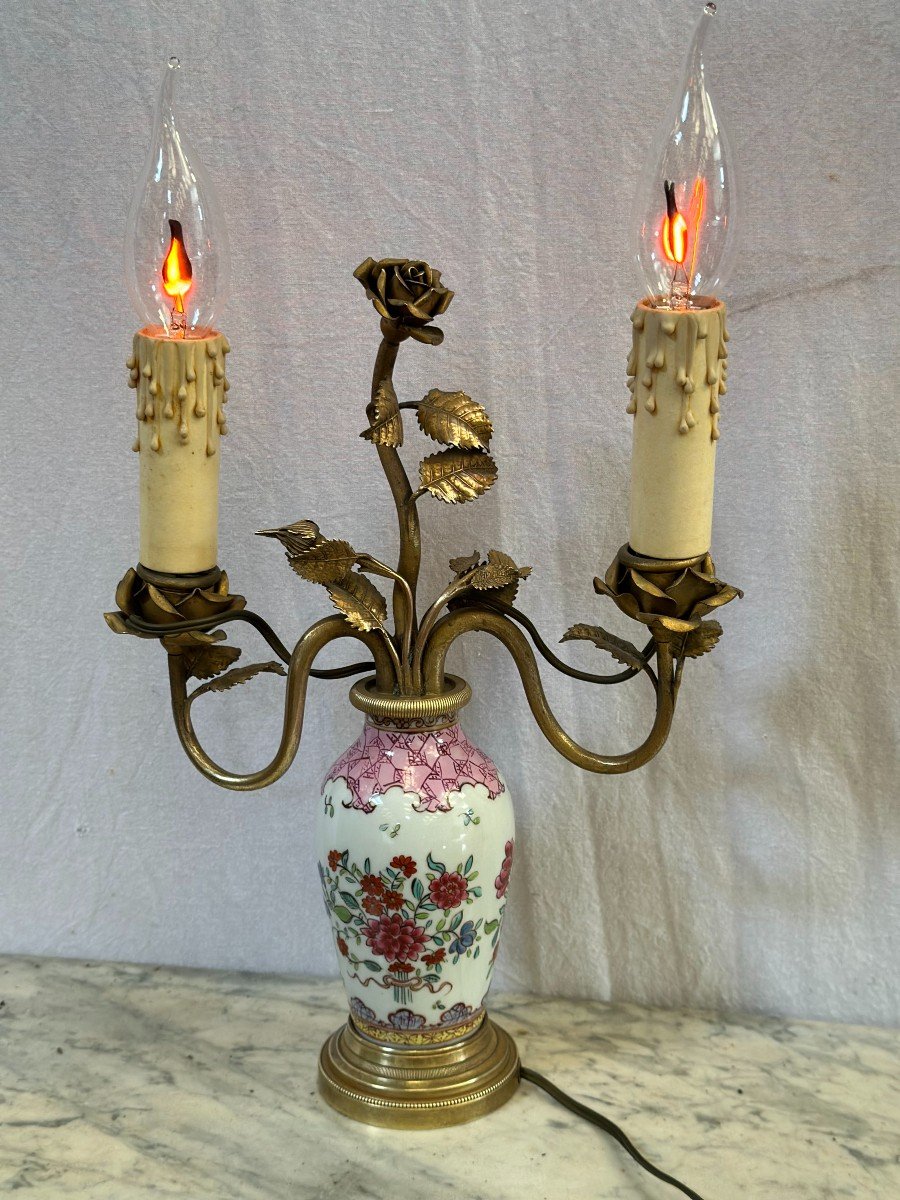Lampe porcelaine  chine  19 siècles