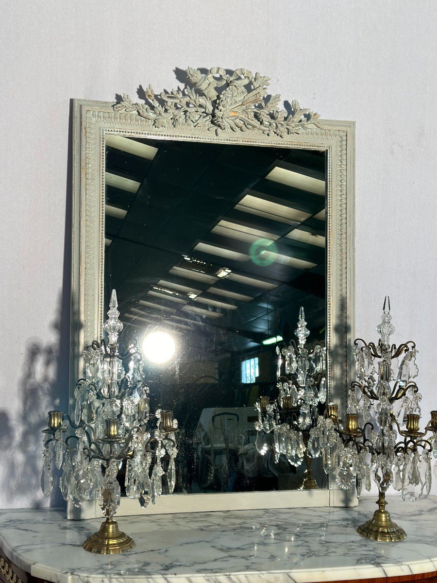 miroir En Bois Rechampie 19 Siècles -photo-2
