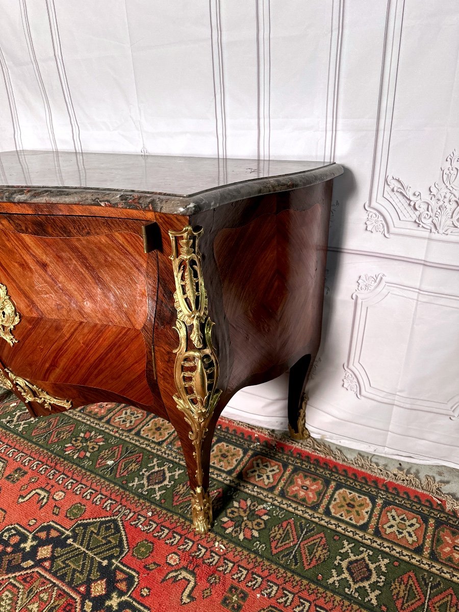 Curved Commode With Doors - Louis XV Period Attributed To Gille  Joubert-photo-3