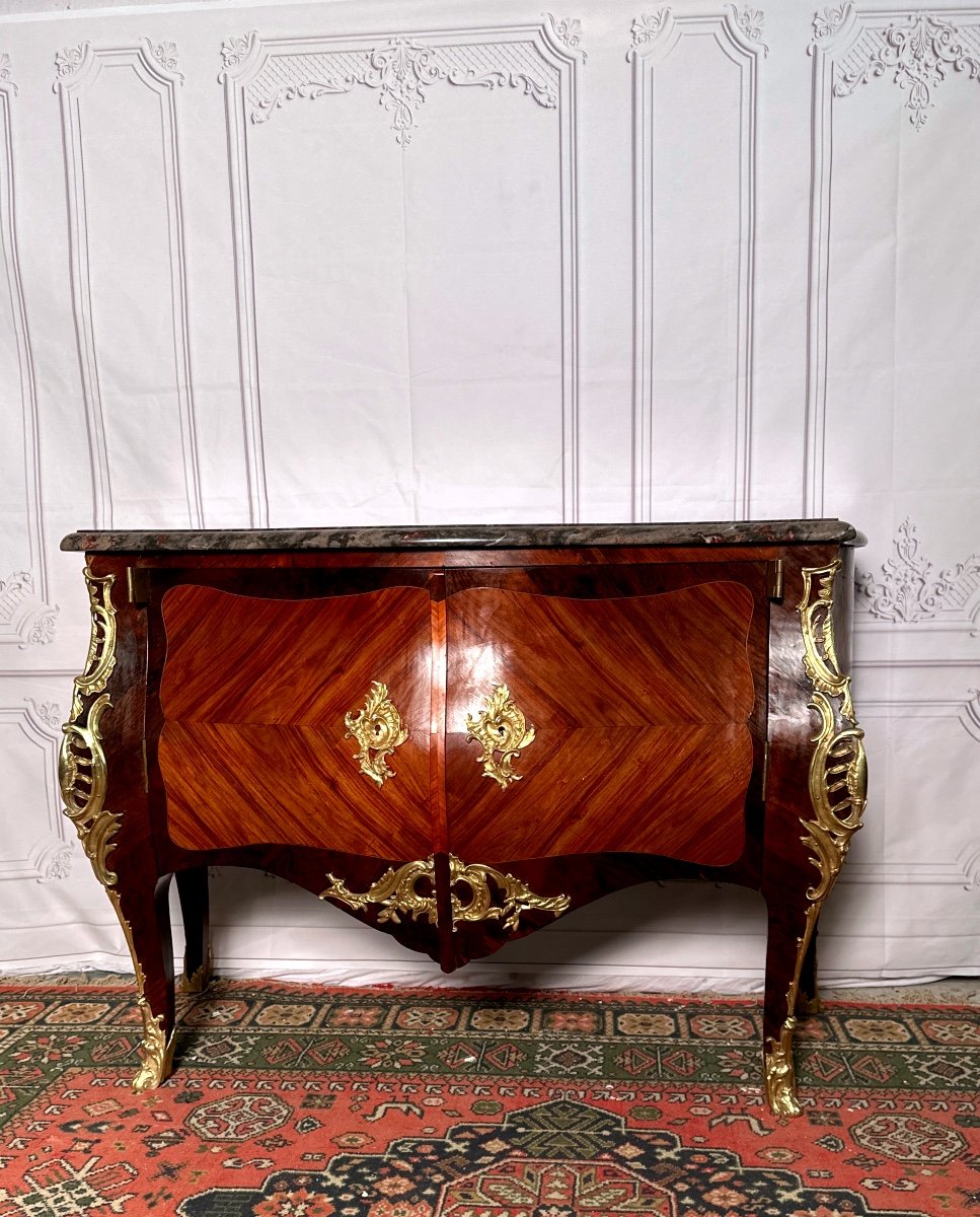 Curved Commode With Doors - Louis XV Period Attributed To Gille  Joubert