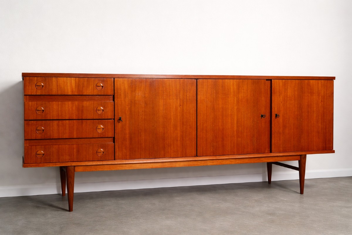 Enfilade Scandinave Vintage En Teck, 1960s