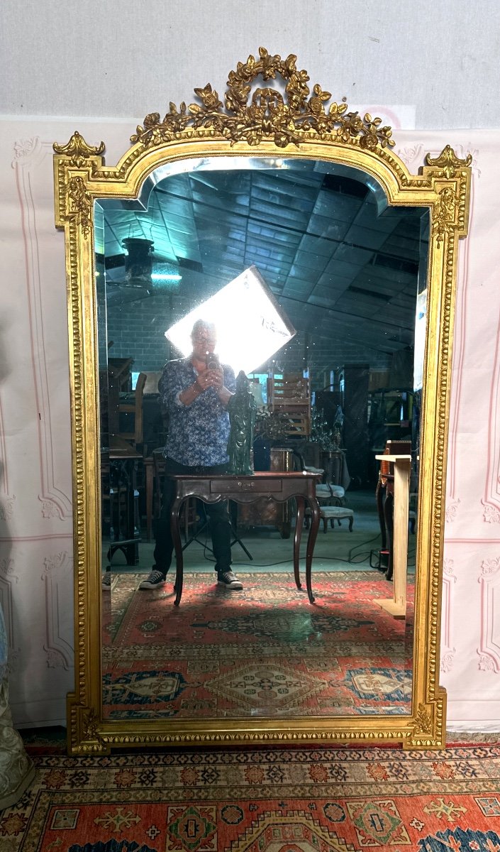 Miroir XVI en bois dorée -photo-1