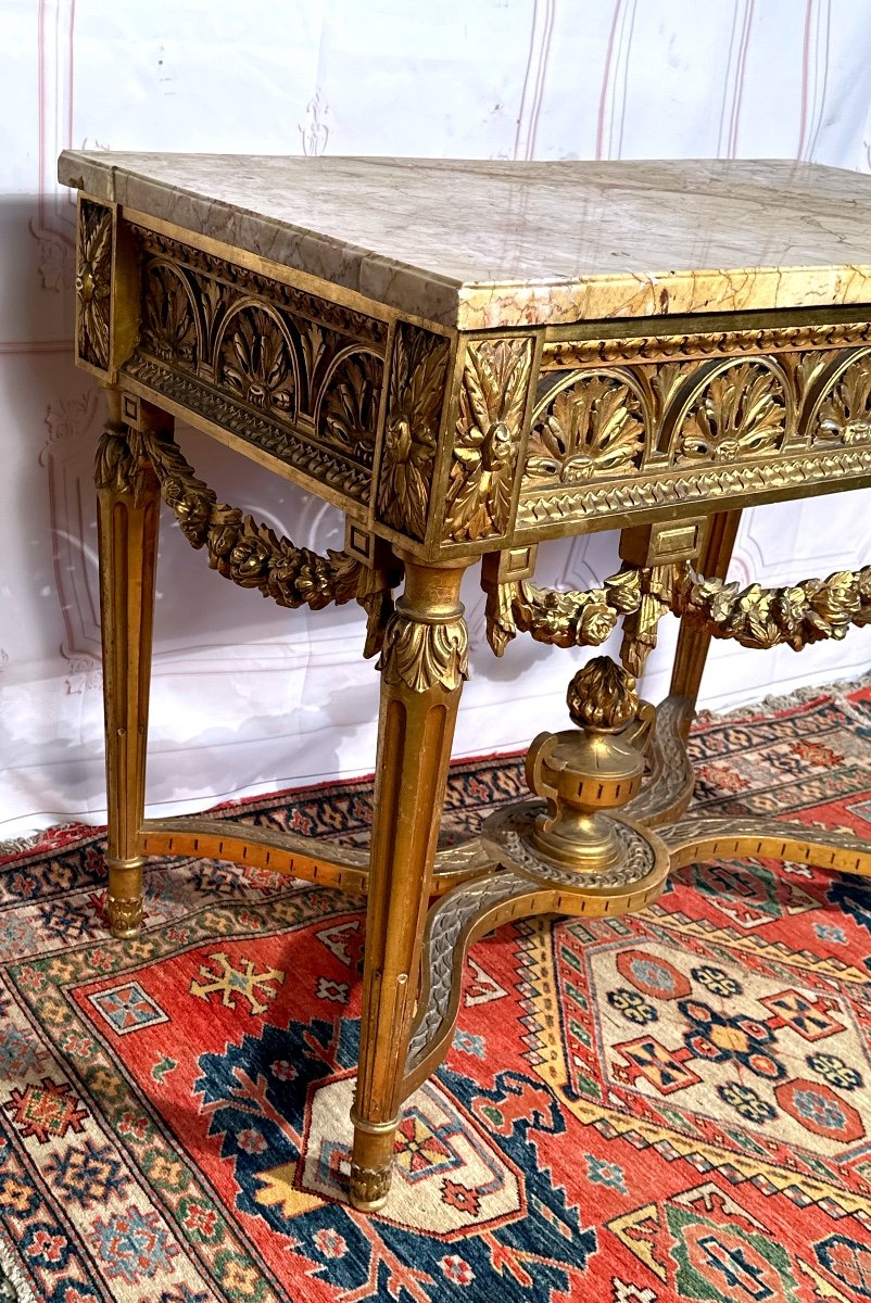 Louis XVI Style Gilded Wood Console Table  -photo-1