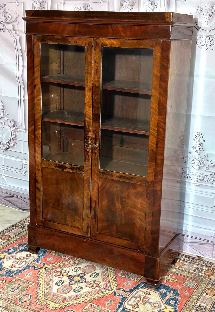  Period Flamed Mahogany Bookcase, 19th Century