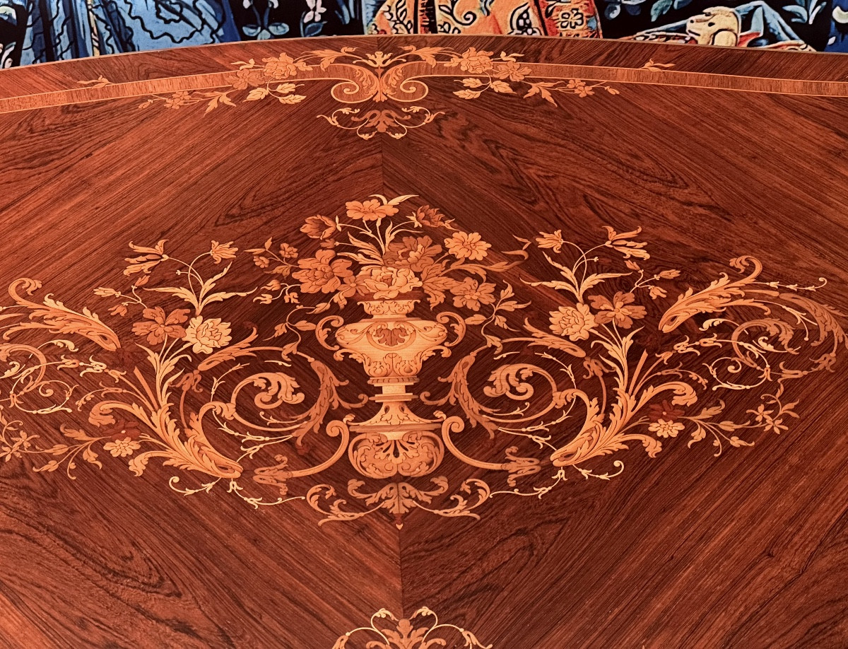 Bureau de Milieu en marqueterie , style Louis XV, époque Napoléon III – Milieu XIXe-photo-5