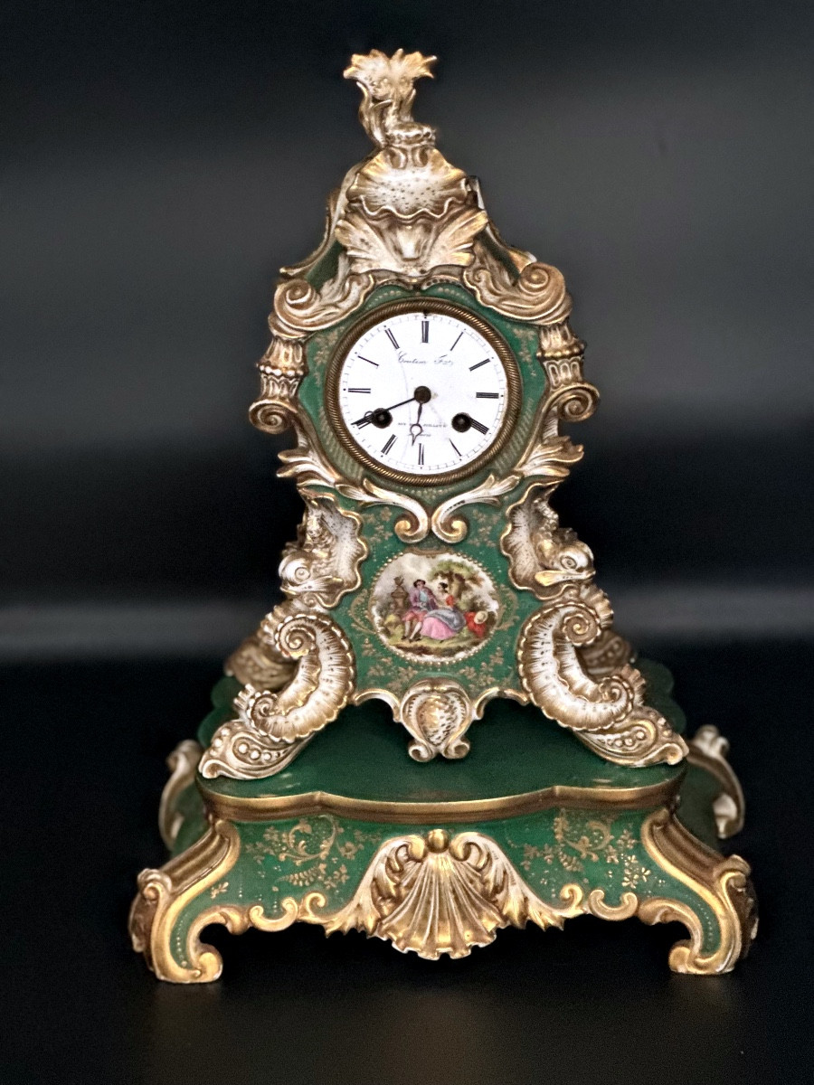 Rococo-style Porcelain Table Sign And Base-photo-2