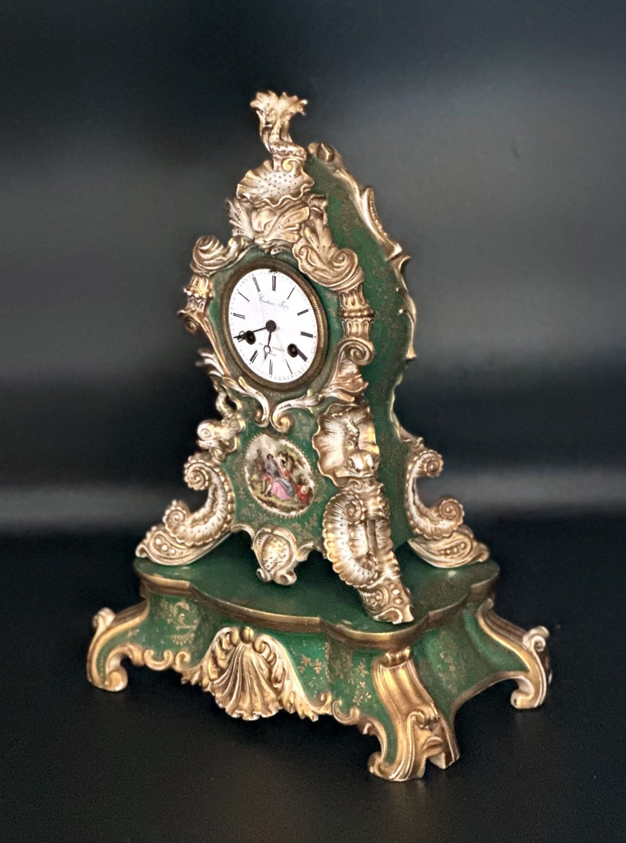 Rococo-style Porcelain Table Sign And Base-photo-3