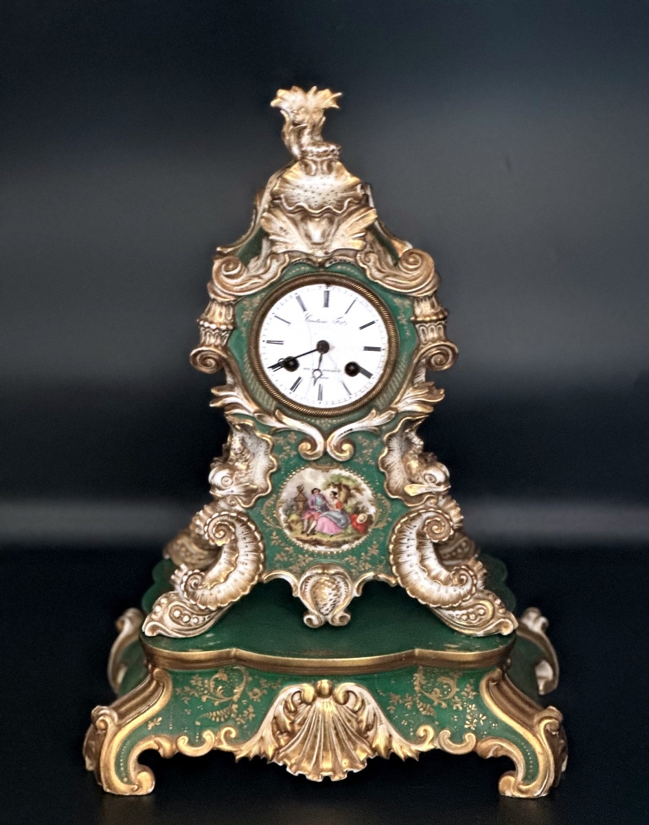 Rococo-style Porcelain Table Sign And Base-photo-1