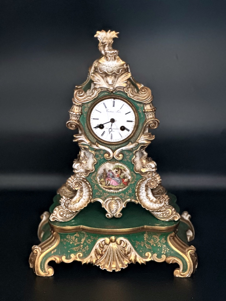 Rococo-style Porcelain Table Sign And Base-photo-3