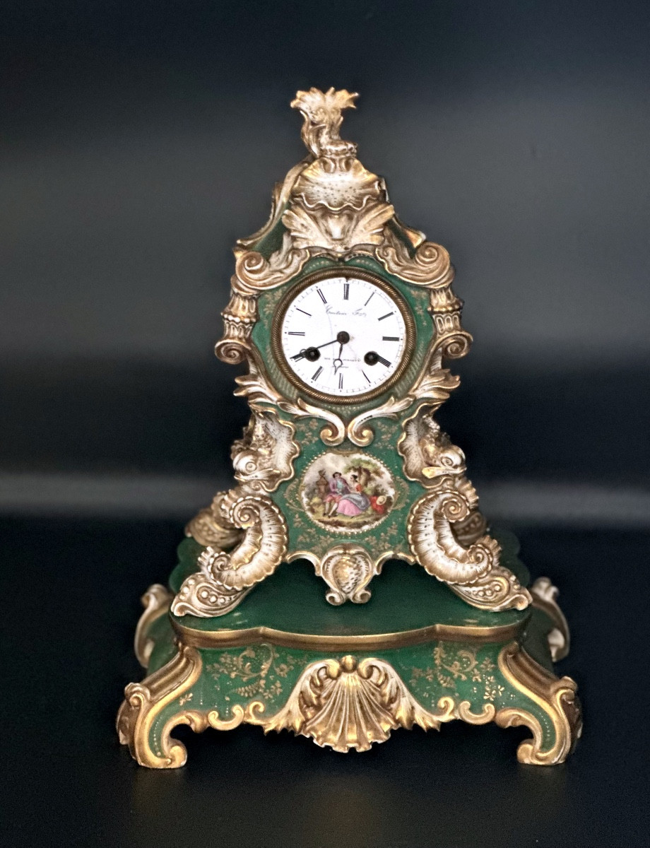 Rococo-style Porcelain Table Sign And Base