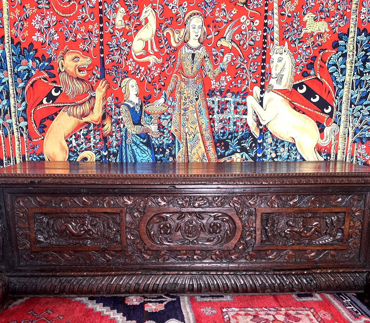 Important Italian Cassone From The Renaissance, Richly Carved, 16th Century -photo-3