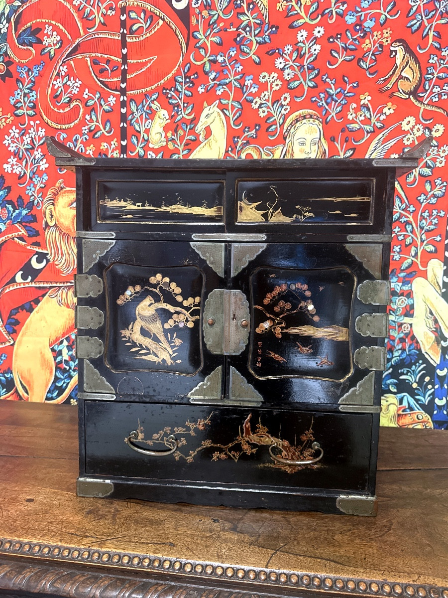  CABINET  ANCIEN EN LAQUE COROMANDEL  -photo-3