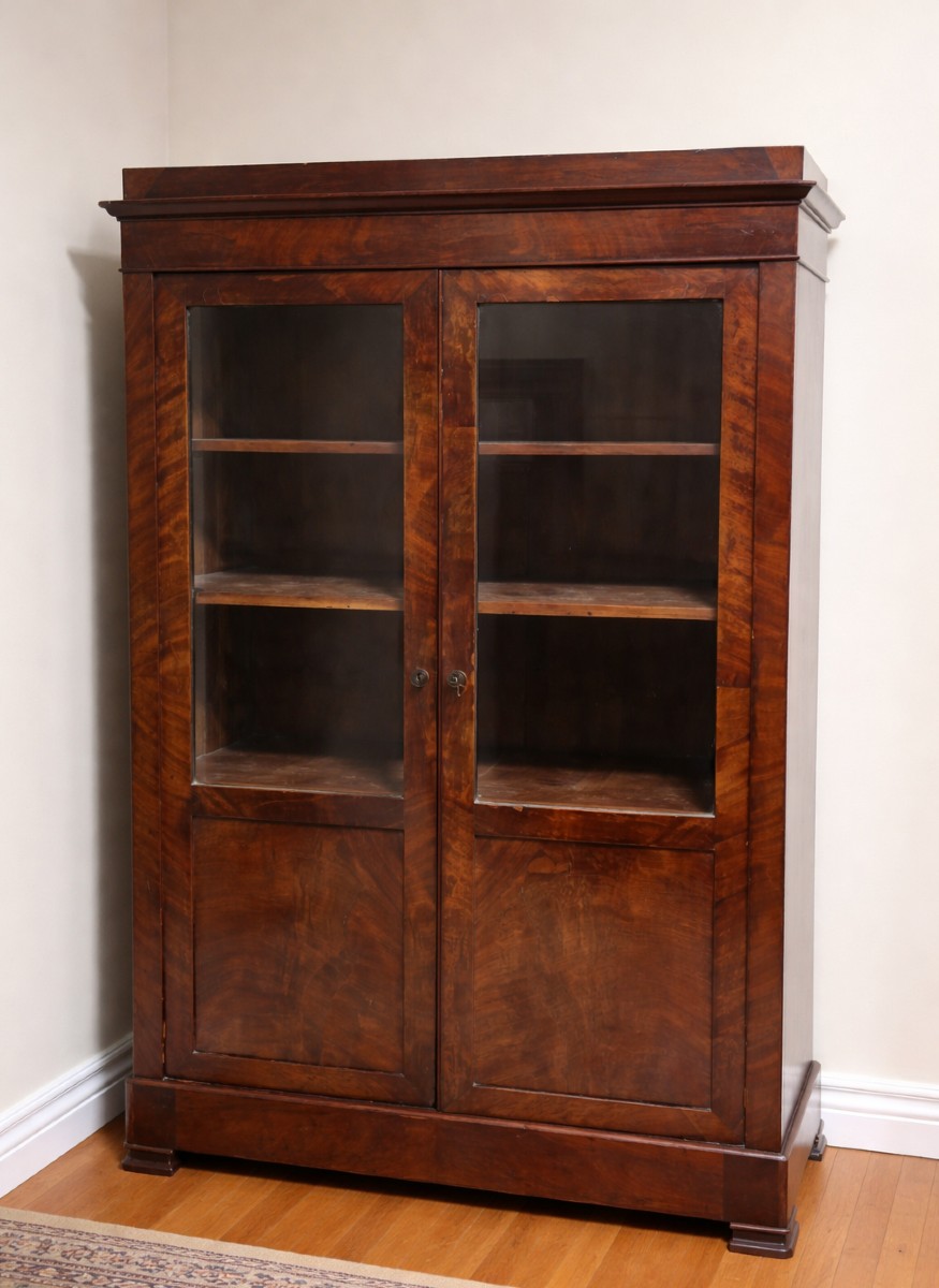 Bibliothèque en acajou de Cuba  d’époque Louis Philippe XIXeme siècle-photo-4